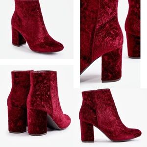 NWT JustFab Burgundy Lorieda Heel Bootie - Velvet